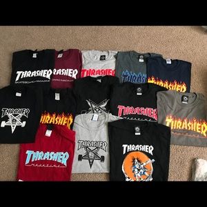 BRAND NEW THRASHER SIZE L 230$ FOR ALL T SHIRTS.